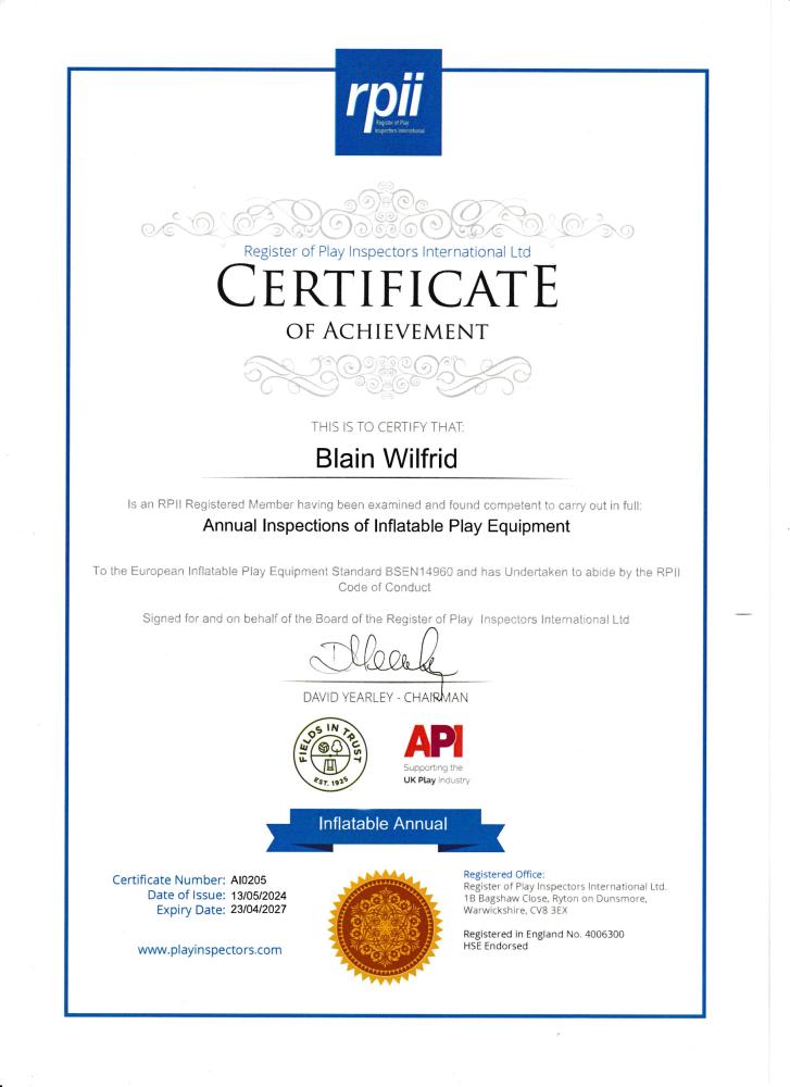 Certificat RPII